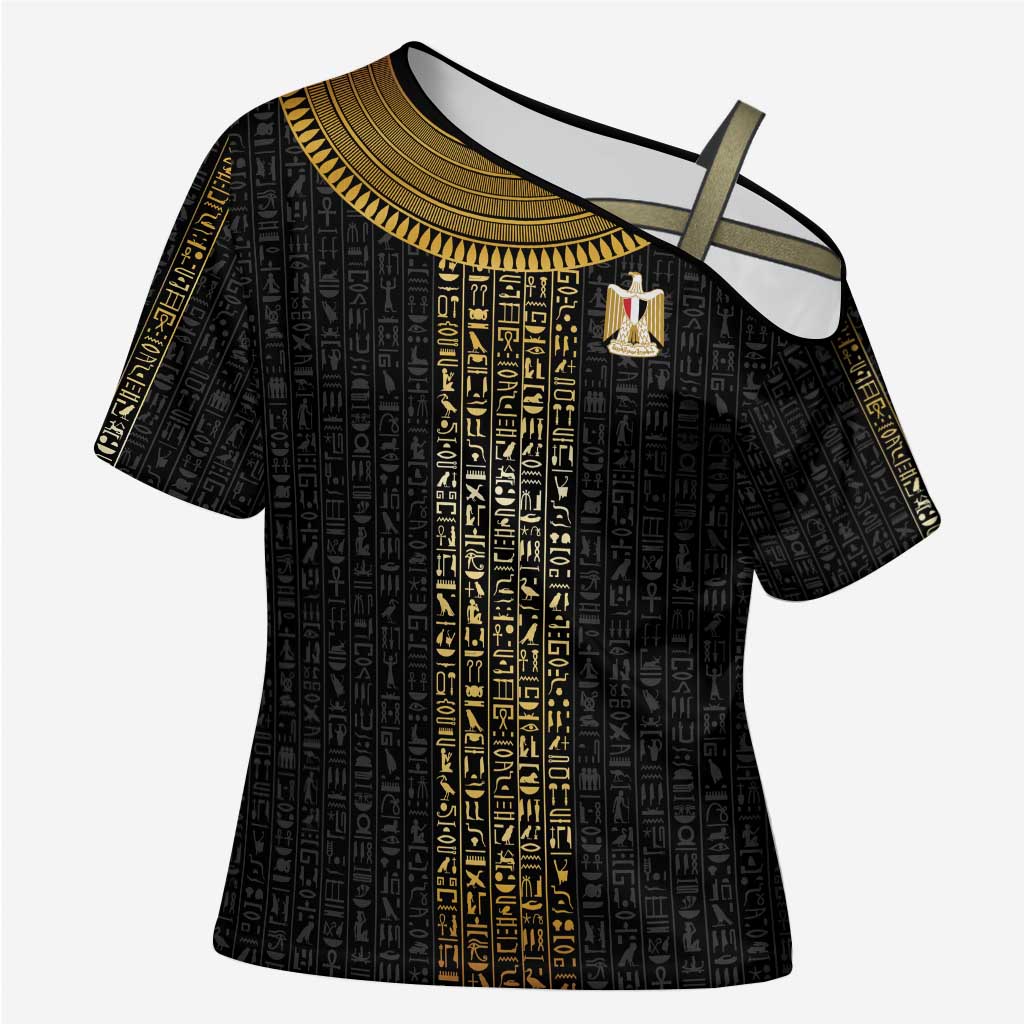 World Football 2026 Egypt Custom Cross Shoulder Shirt Ancient Egyptian Hieroglyphs - African Pride