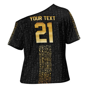 World Football 2026 Egypt Custom Cross Shoulder Shirt Ancient Egyptian Hieroglyphs - African Pride