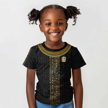 World Football 2026 Egypt Custom Kid T shirt Ancient Egyptian Hieroglyphs LT9
