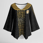 World Football 2026 Egypt Custom Kimono Sleeve Blouse Ancient Egyptian Hieroglyphs - African Pride