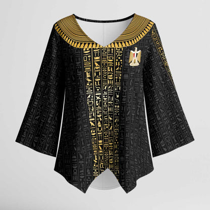 World Football 2026 Egypt Custom Kimono Sleeve Blouse Ancient Egyptian Hieroglyphs - African Pride