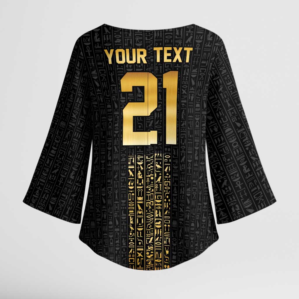 World Football 2026 Egypt Custom Kimono Sleeve Blouse Ancient Egyptian Hieroglyphs - African Pride