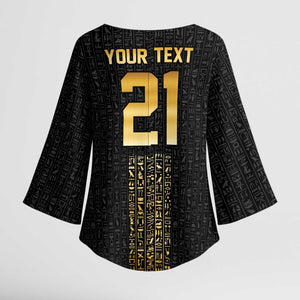 World Football 2026 Egypt Custom Kimono Sleeve Blouse Ancient Egyptian Hieroglyphs - African Pride