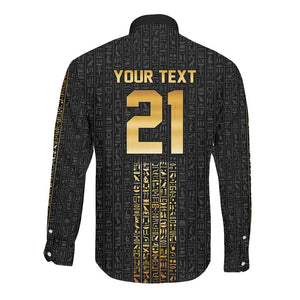 World Football 2026 Egypt Custom Long Sleeve Button Shirt Ancient Egyptian Hieroglyphs - African Pride