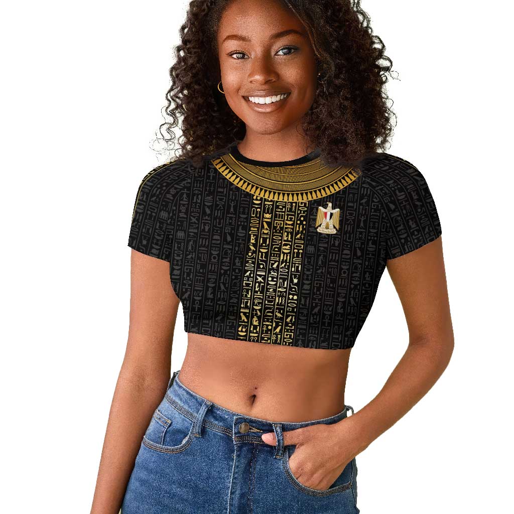 World Football 2026 Egypt Custom Raglan Cropped T shirt Ancient Egyptian Hieroglyphs LT9