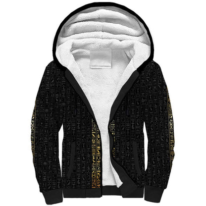 World Football 2026 Egypt Custom Sherpa Hoodie Ancient Egyptian Hieroglyphs - African Pride