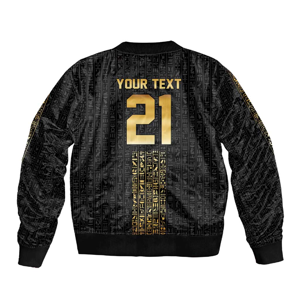 World Football 2026 Egypt Custom Sleeve Zip Bomber Jacket Ancient Egyptian Hieroglyphs - African Pride