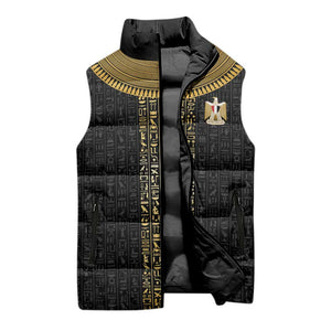 World Football 2026 Egypt Custom Sleeveless Puffer Jacket Ancient Egyptian Hieroglyphs - African Pride