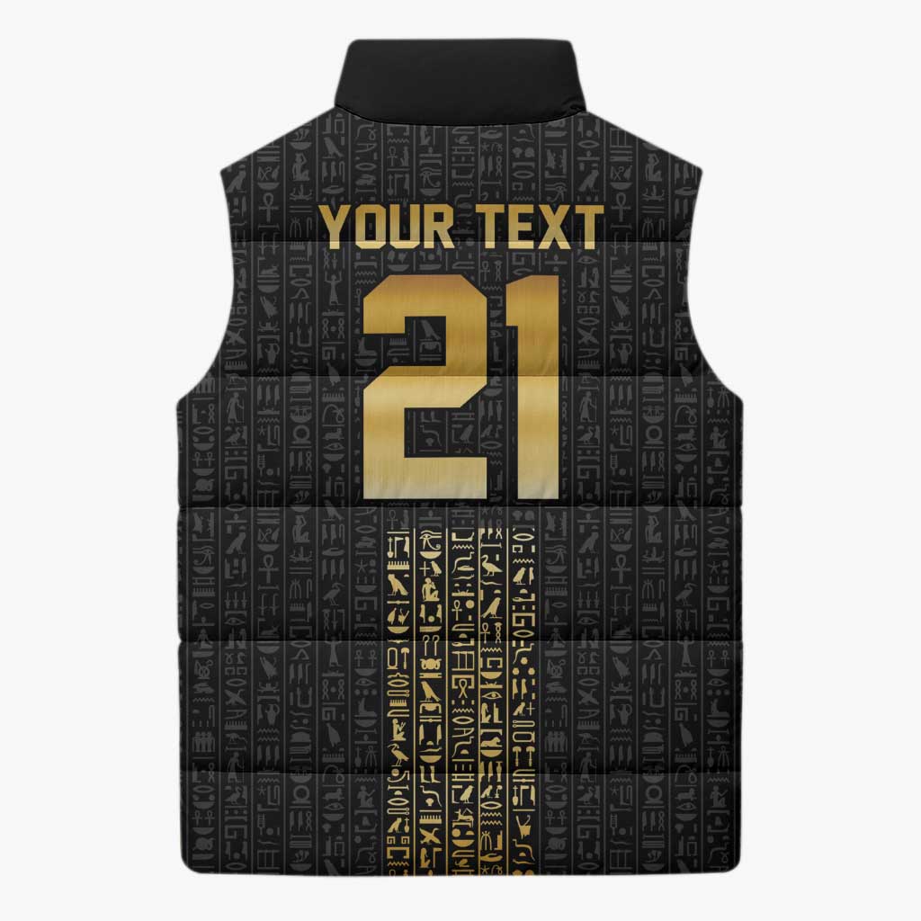 World Football 2026 Egypt Custom Sleeveless Puffer Jacket Ancient Egyptian Hieroglyphs - African Pride