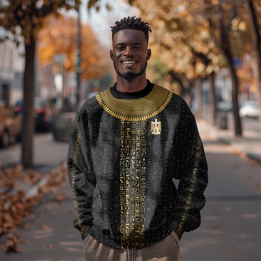 World Football 2026 Egypt Custom Sweatshirt Ancient Egyptian Hieroglyphs - African Pride