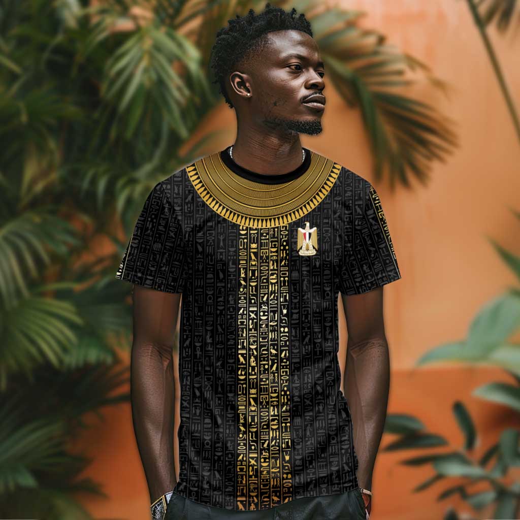 World Football 2026 Egypt Custom T shirt Ancient Egyptian Hieroglyphs LT9