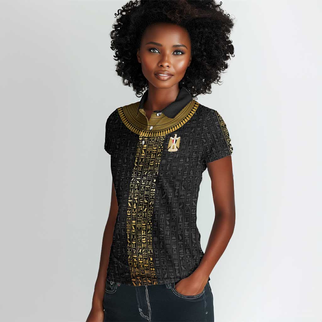World Football 2026 Egypt Custom Women Polo Shirt Ancient Egyptian Hieroglyphs LT9