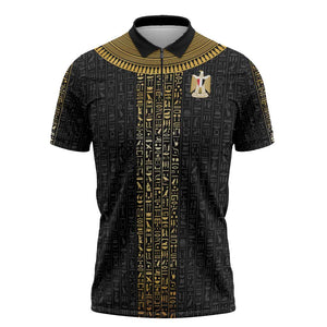 World Football 2026 Egypt Custom Zipper Polo Shirt Ancient Egyptian Hieroglyphs - African Pride