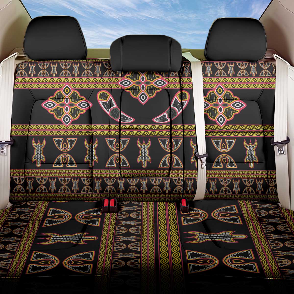 Bamenda Toghu Back Car Seat Cover Traditional Attire Pattern