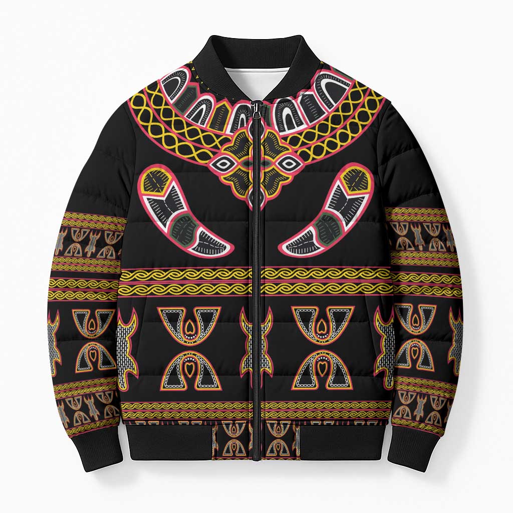 Bamenda Toghu Bomber Puffer Jacket Traditional Attire Pattern