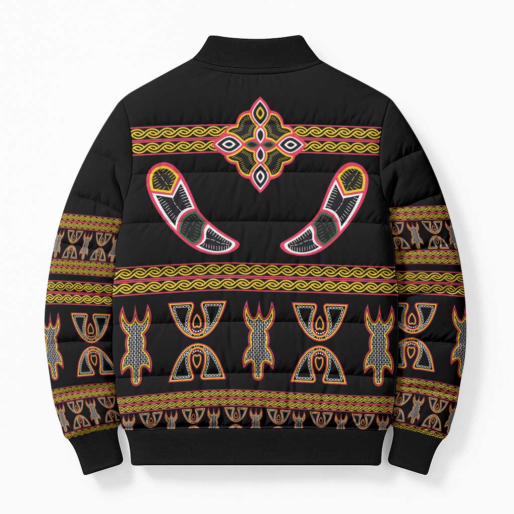 Bamenda Toghu Bomber Puffer Jacket Traditional Attire Pattern