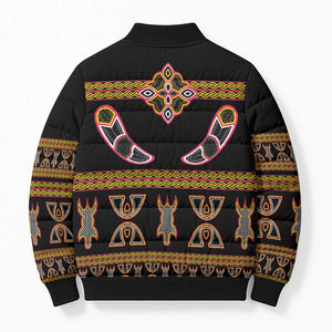 Bamenda Toghu Bomber Puffer Jacket Traditional Attire Pattern