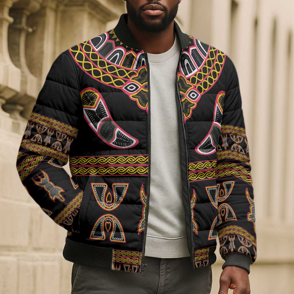 Bamenda Toghu Bomber Puffer Jacket Traditional Attire Pattern