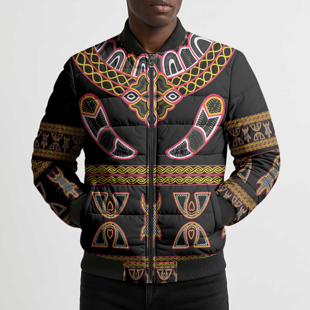 Bamenda Toghu Bomber Puffer Jacket Traditional Attire Pattern