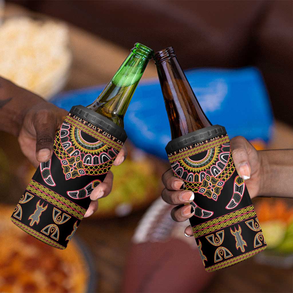 Bamenda Toghu 4 in 1 Can Cooler Tumbler Traditional Attire Pattern