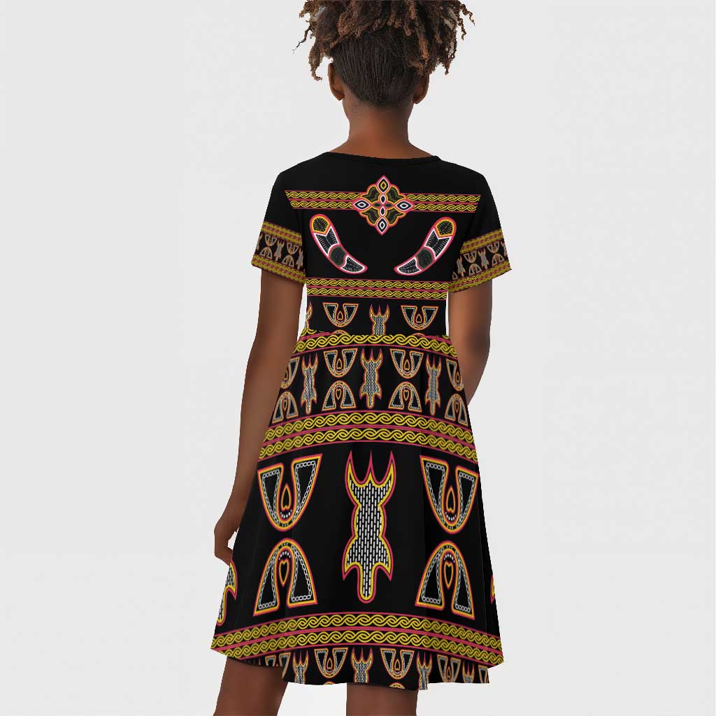 Bamenda Toghu Kid Short Sleeve Dress Traditional Attire Pattern