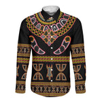 Bamenda Toghu Long Sleeve Button Shirt Traditional Attire Pattern