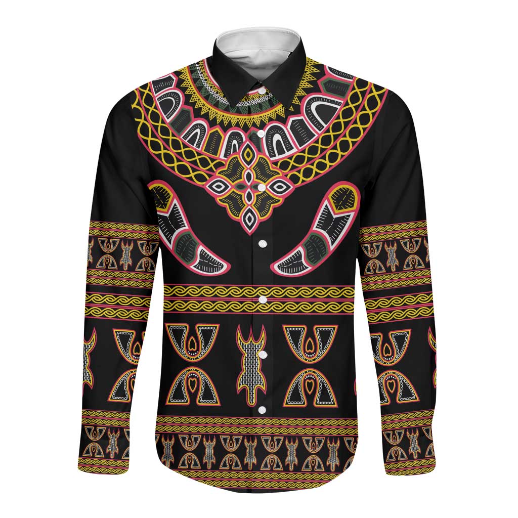 Bamenda Toghu Long Sleeve Button Shirt Traditional Attire Pattern