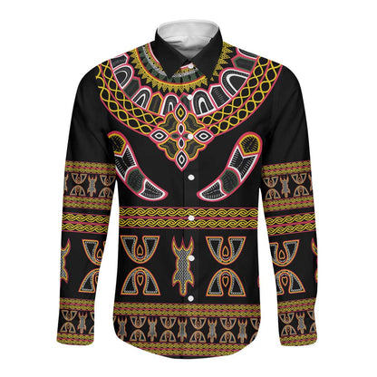 Bamenda Toghu Long Sleeve Button Shirt Traditional Attire Pattern