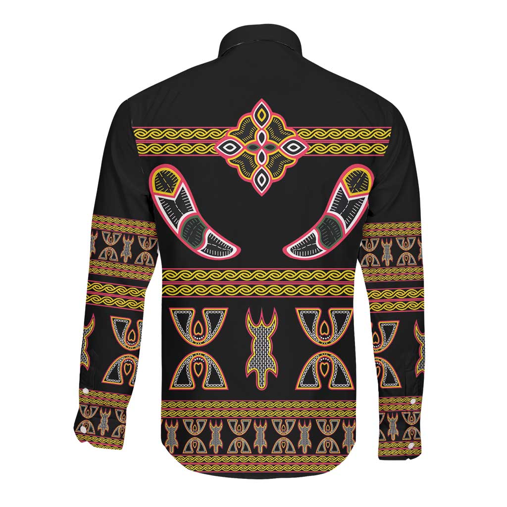 Bamenda Toghu Long Sleeve Button Shirt Traditional Attire Pattern