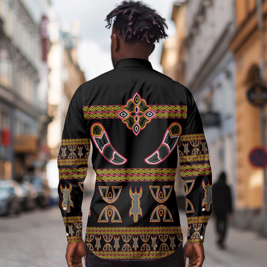 Bamenda Toghu Long Sleeve Button Shirt Traditional Attire Pattern