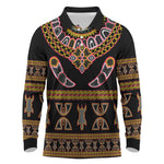 Bamenda Toghu Long Sleeve Polo Shirt Traditional Attire Pattern