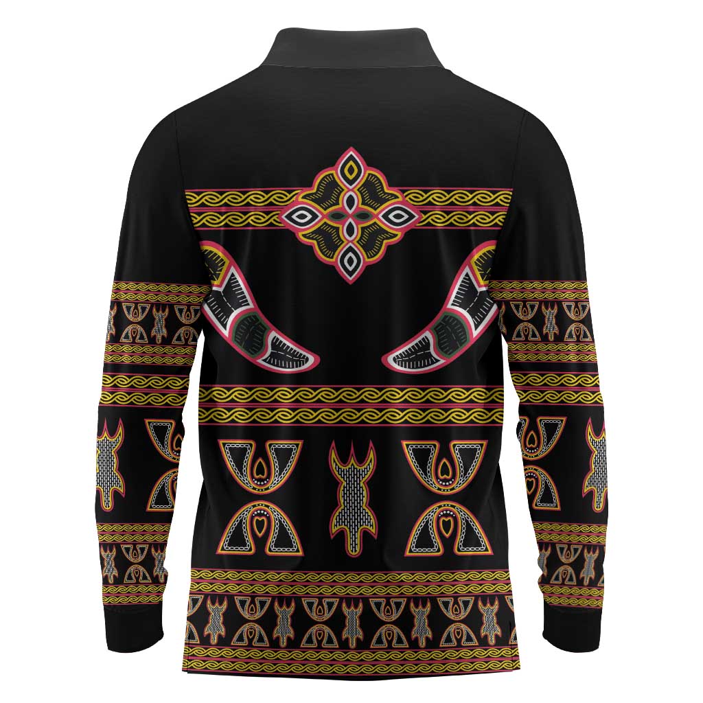 Bamenda Toghu Long Sleeve Polo Shirt Traditional Attire Pattern