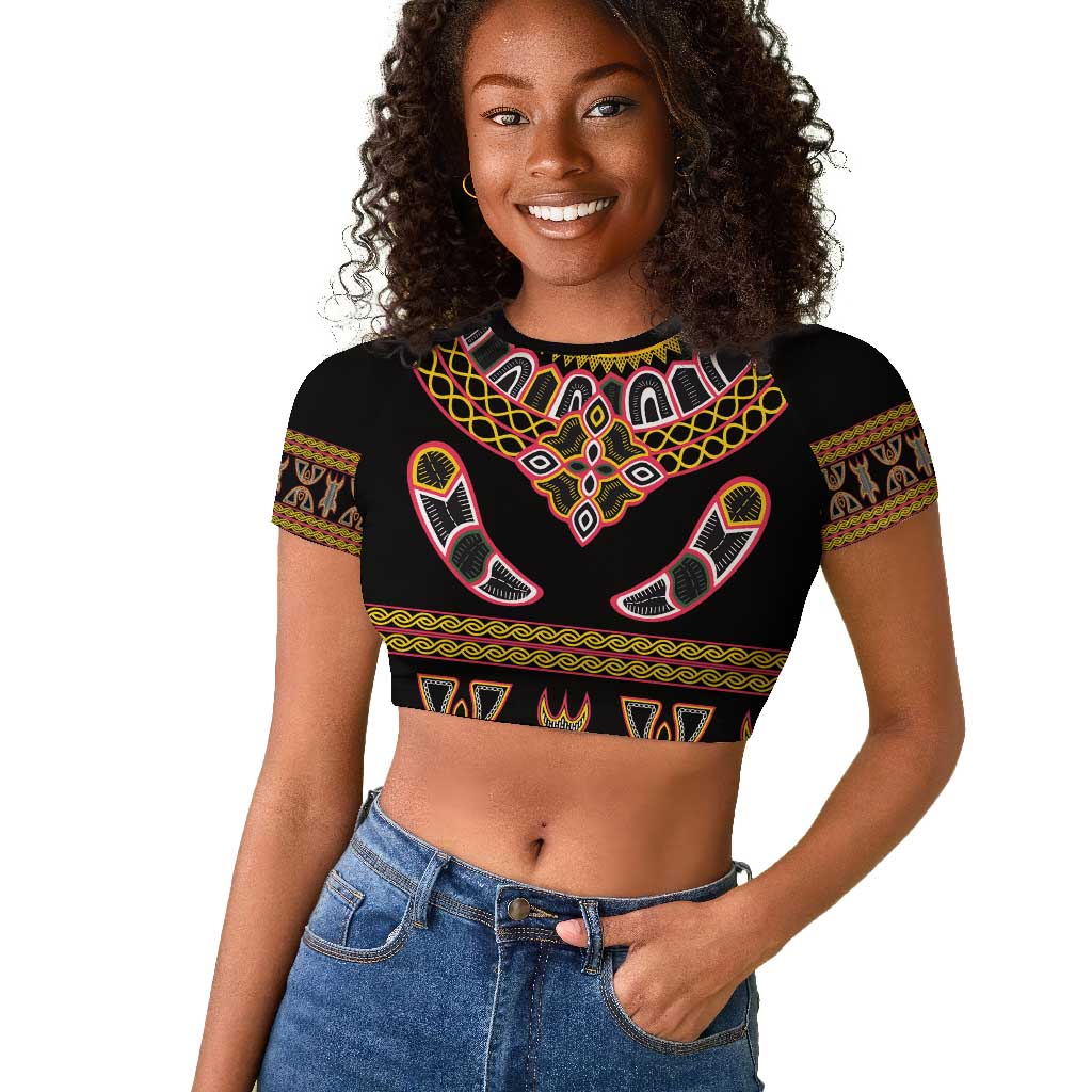 Bamenda Toghu Raglan Cropped T shirt Traditional Attire Pattern