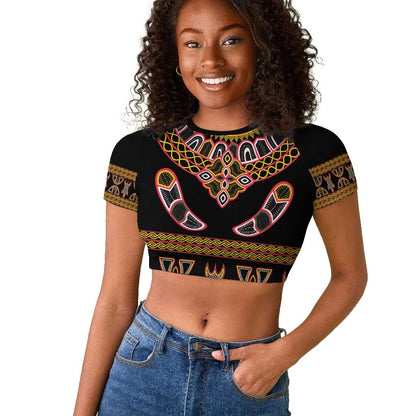 Bamenda Toghu Raglan Cropped T shirt Traditional Attire Pattern
