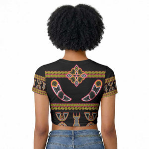 Bamenda Toghu Raglan Cropped T shirt Traditional Attire Pattern