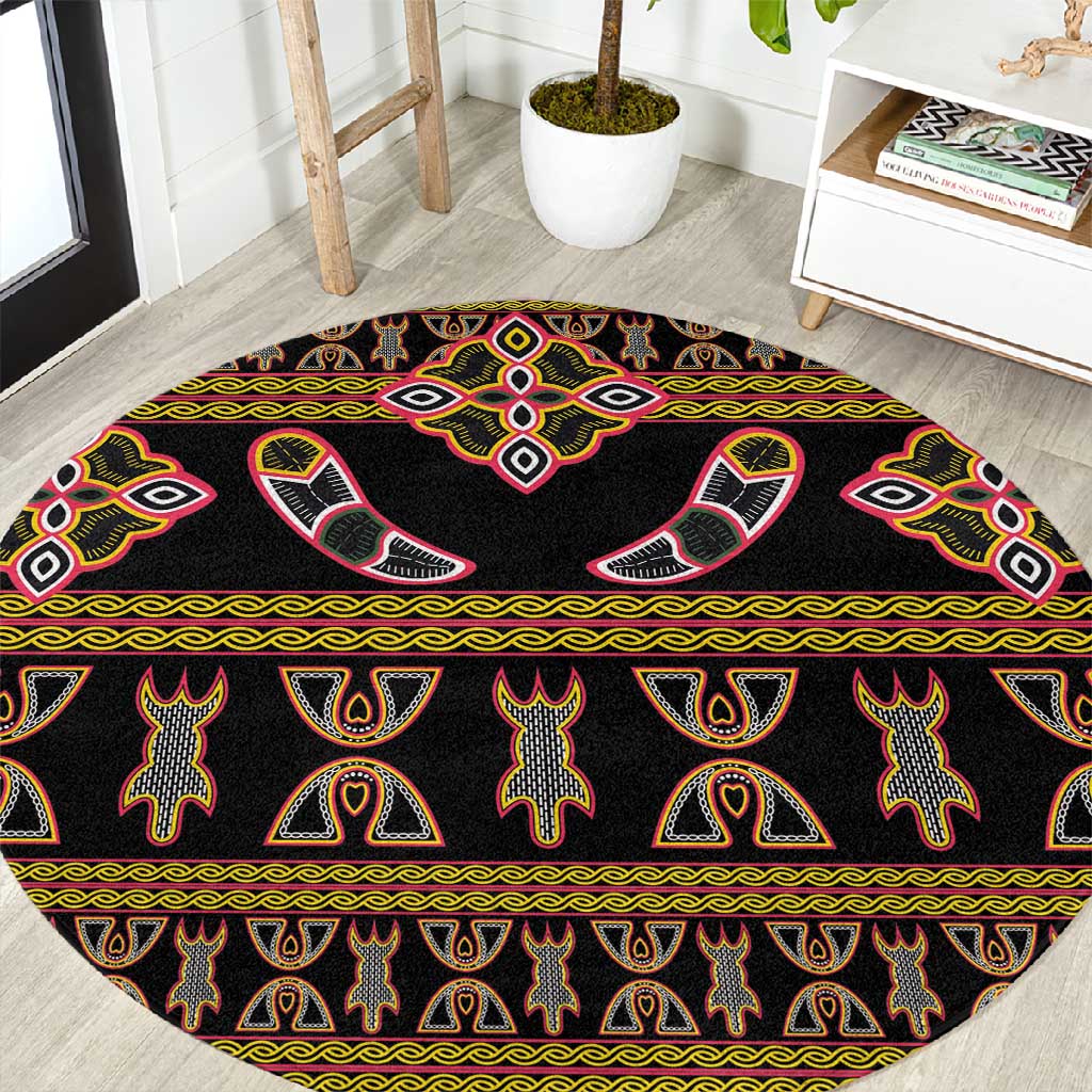 Bamenda Toghu Round Carpet Traditional Attire Pattern