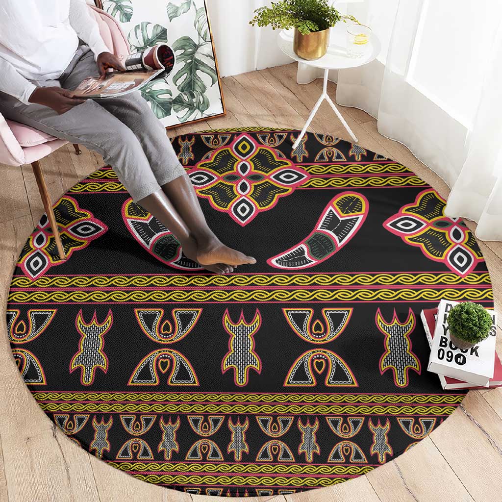 Bamenda Toghu Round Carpet Traditional Attire Pattern