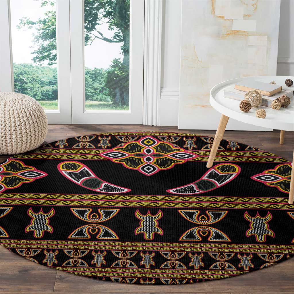 Bamenda Toghu Round Carpet Traditional Attire Pattern