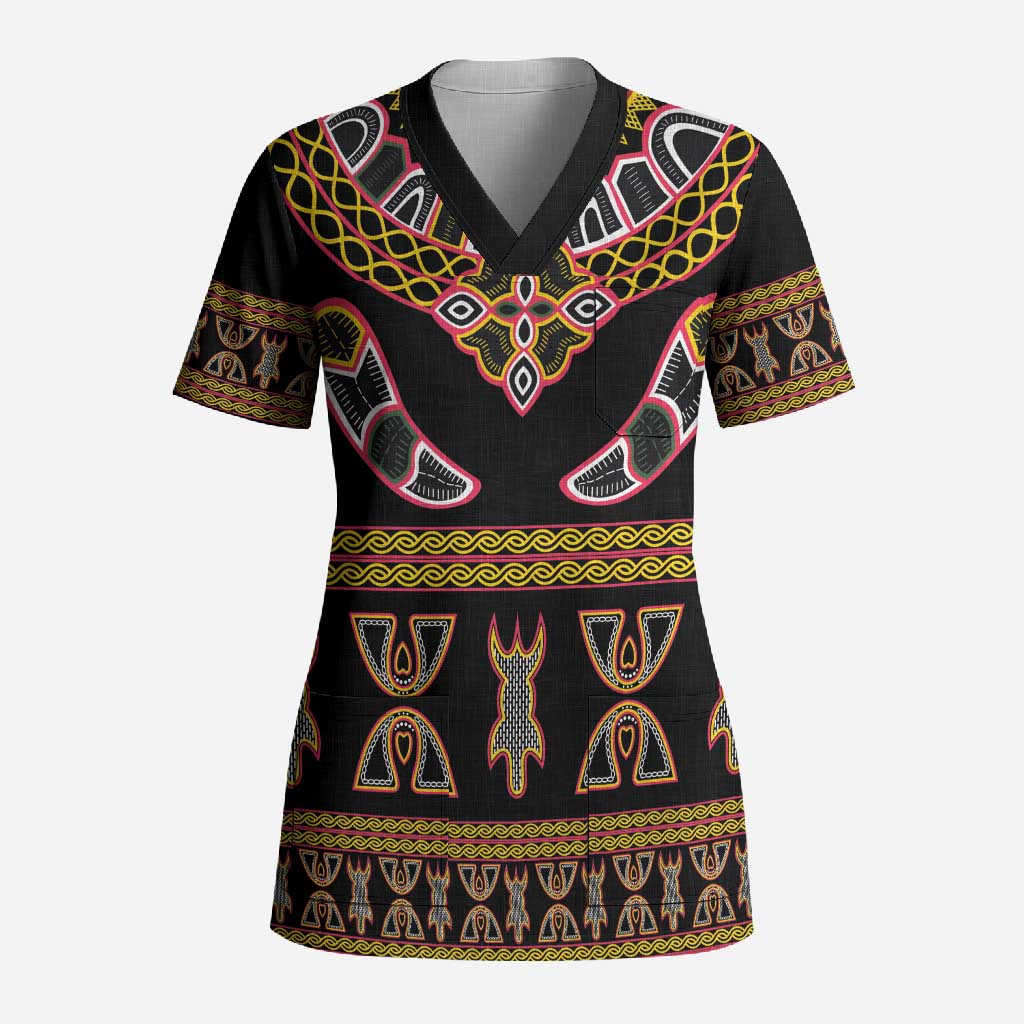 Bamenda Toghu Scrub Top Traditional Attire Pattern