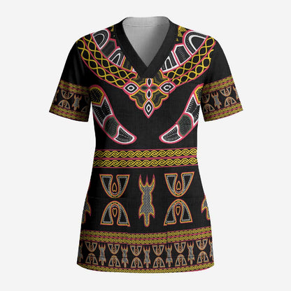 Bamenda Toghu Scrub Top Traditional Attire Pattern