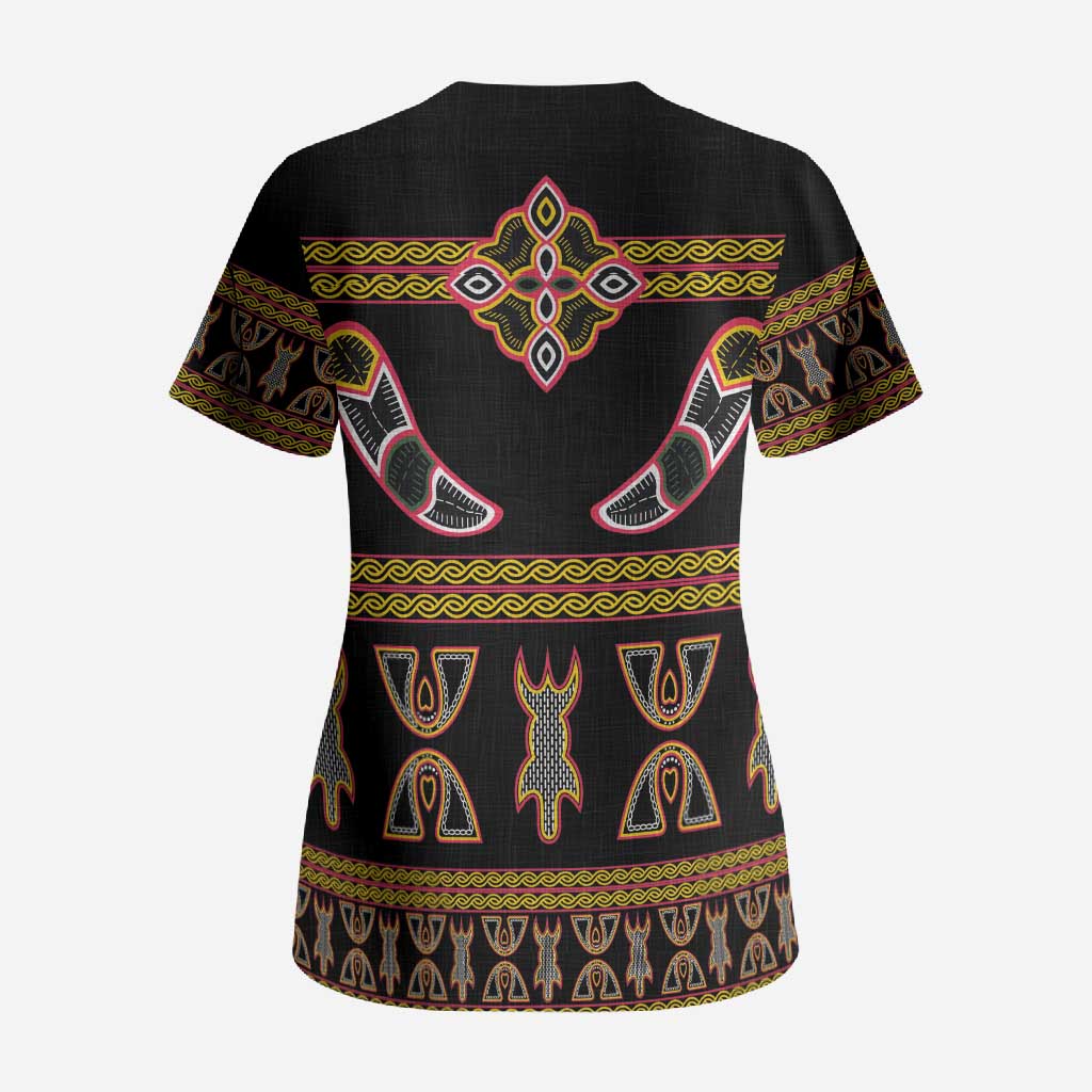 Bamenda Toghu Scrub Top Traditional Attire Pattern