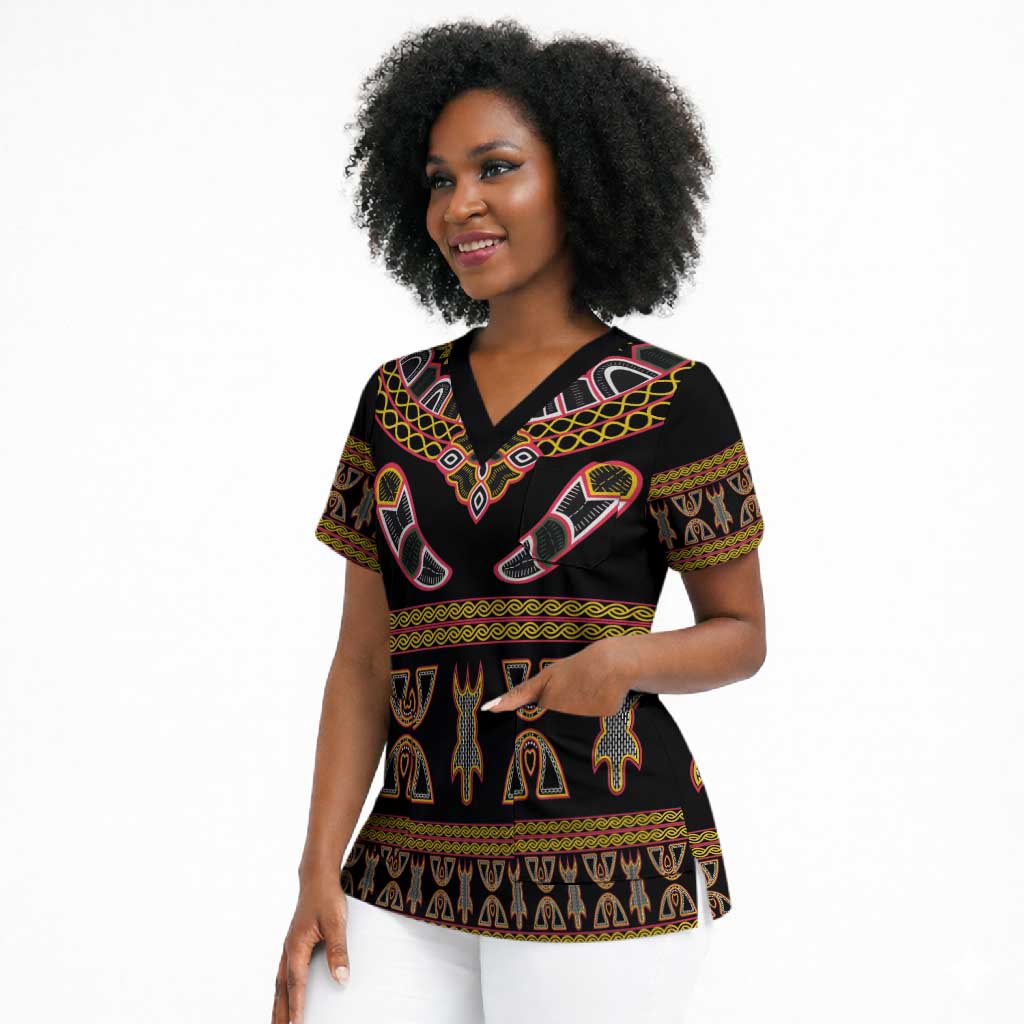 Bamenda Toghu Scrub Top Traditional Attire Pattern