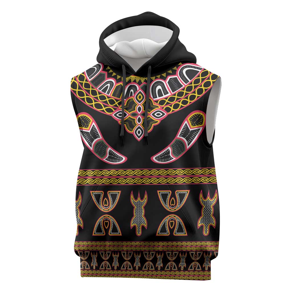 Bamenda Toghu Sleeveless Hoodie Traditional Attire Pattern