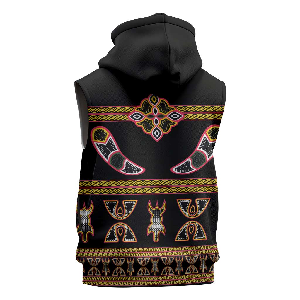 Bamenda Toghu Sleeveless Hoodie Traditional Attire Pattern