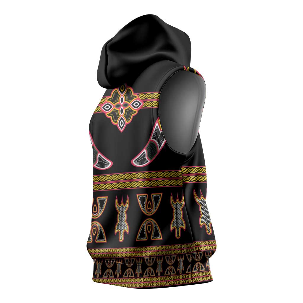 Bamenda Toghu Sleeveless Hoodie Traditional Attire Pattern