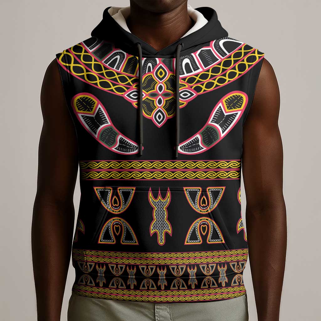 Bamenda Toghu Sleeveless Hoodie Traditional Attire Pattern