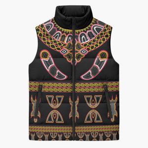 Bamenda Toghu Sleeveless Puffer Jacket Traditional Attire Pattern