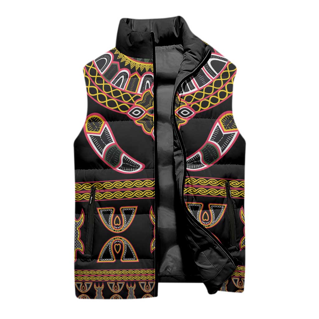Bamenda Toghu Sleeveless Puffer Jacket Traditional Attire Pattern