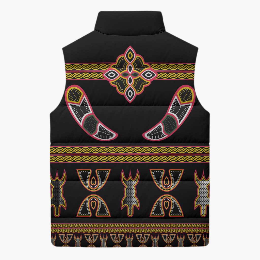Bamenda Toghu Sleeveless Puffer Jacket Traditional Attire Pattern