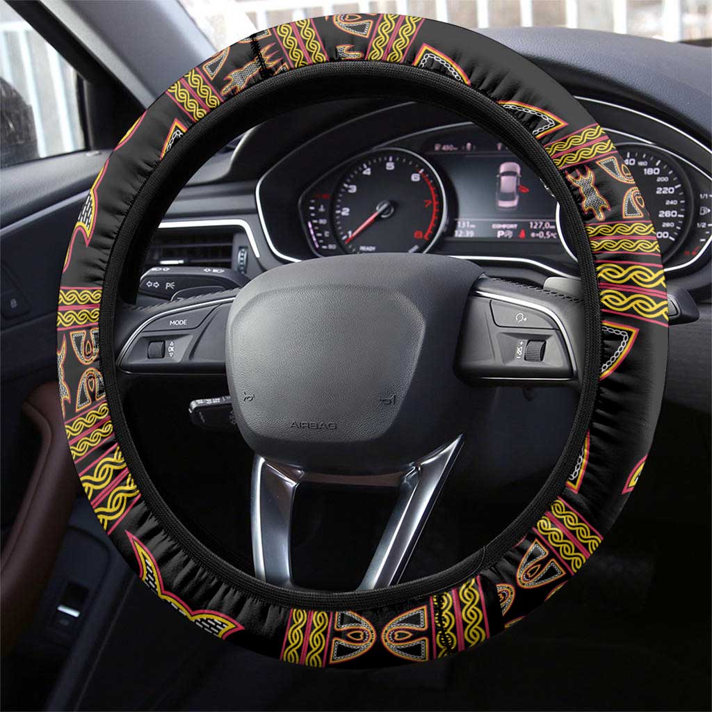 Bamenda Toghu Steering Wheel Cover Traditional Attire Pattern